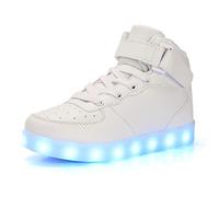 Kauson 7 Farben LED High-Top Schuhe USB Aufladen Leuchtschuhe Licht Blinkschuhe Leuchtende Sport Sneaker Light up Wasserdicht Laufschuhe Gymnastik Turnschuhe Damen Herren Unisex Kinder Shoes 25-46EU