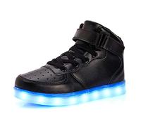 Kauson 7 Farben LED High-Top Schuhe USB Aufladen Leuchtschuhe Licht Blinkschuhe Leuchtende Sport Sneaker Light up Wasserdicht Laufschuhe Gymnastik Turnschuhe Damen Herren Unisex Kinder Shoes 25-46EU