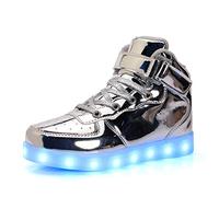 Kauson 7 Farben LED High-Top Schuhe USB Aufladen Leuchtschuhe Licht Blinkschuhe Leuchtende Sport Sneaker Light up Wasserdicht Laufschuhe Gymnastik Turnschuhe Damen Herren Unisex Kinder Shoes 25-46EU