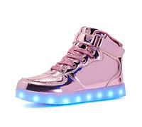 Kauson 7 Farben LED High-Top Schuhe USB Aufladen Leuchtschuhe Licht Blinkschuhe Leuchtende Sport Sneaker Light up Wasserdicht Laufschuhe Gymnastik Turnschuhe Damen Herren Unisex Kinder Shoes 25-46EU