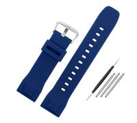 Kautschukarmband 24 mm, kompatibel mit Casio PRW-6600 PRG-600/600Y PRG-650/650Y Wachband GA2000 Herren-Sport-Silikon-wasserdichtes Armband(Blue silver)