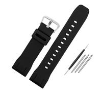 Kautschukarmband 24 mm, kompatibel mit Casio PRW-6600 PRG-600/600Y PRG-650/650Y Wachband GA2000 Herren-Sport-Silikon-wasserdichtes Armband(Black silver)