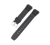 Kautschukarmband kompatibel mit Casio AQ-S810W S800W W-735H SGW-300 AE-1200 W-216H W-800H Convex Herren Schwarz Sport Silikon Uhrenarmband 18mm(KOP silver buckle)