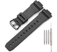 Kautschukarmband Kompatibel mit Casio DW9052 Serie, 16mm/25mm Schwarzes Sport Ersatzarmband für DW9052-1CWT Herrenuhr, Wasserdichtes Uhrenarmband (Black strap black buckle)