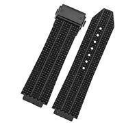 KAVJU Uhrenarmband für HUBLOT BIG BANG Silikon, 25 x 19 mm, wasserdicht, Herren-Uhrenarmband, Kette, Uhrenzubehör, Gummi-Uhrenarmband (Farbe: Partikelschwarzschwarz, Größe: 25-19 mm)
