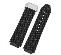 KAVJU Uhrenarmband für HUBLOT BIG BANG Silikon, 25 x 19 mm, wasserdicht, Herren-Uhrenarmband, Kette, Uhrenzubehör, Gummi-Uhrenarmband (Farbe: Partikelschwarzsilber, Größe: 25-19 mm)