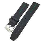 KAVJU Uhrenarmband für Rolex Submariner Hulk GMT Milgauss Yacht Master Deepsea Gummi-Armband 19 mm 20 mm 21 mm 22 mm Silikonband, schwarz / grün, 19mm Rose buckle