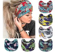 Kavya 6 Pcs Stirnband Damen Breite Elastische Weiche Boho Haarbänder Leopard Print Haarschmuck Yoga Sport Haarband Mehrfarbig Haarreifen Damen