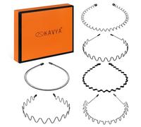 Kavya 6 Stück Metall Haarband Herren, Haarreifen Männer Damen Schwarz Headband Welle Haarreif Unisex Stirnband Rutschfestes Hair Band Yoga Sports Gym