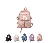 Kawaii Backpack with Kawaii Pin and Accessories, Large Capacity Waterproof Cute Kawaii Backpack for School, Aesthetic Backpack Cute Kawaii Backpack for School, School Backpack for Teens Girls,Pink