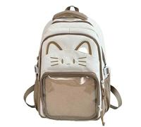 Kawaii Cat Ita Bag Rucksack mit Anstecknadel, stilvolle Reisetasche für Damen, leichtes Design für Mode-Liebhaber, Braun, Medium, Kawaii