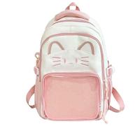 Kawaii Cat Ita Bag Rucksack mit Anstecknadel, stilvolle Reisetasche für Damen, leichtes Design für Mode-Liebhaber, Pink, Medium, Kawaii