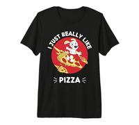 Kawaii Dog Ich mag Pizza einfach wirklich Cute Aesthetic Premium T-Shirt