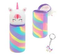 Kawaii Federmäppchen Mädchen, 2-in-1 Cartoon Federmäppchen aus Silikon mit 1 Niedlicher Anhänger Multifunktionales Wasserdichtes Mäppchen Tier Stifthalter Stifte Mäppchen für Kinder Schulbedarf