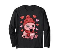Kawaii Flamingo Valentinstag Herzen Schal Beanie Langarmshirt