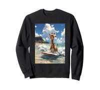 Kawaii Giraffe Surfing Cute Animal Art for Kids Boys Sweatshirt