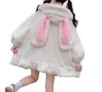 Kawaii Hoodie Bunny Ohren Niedlich Frauen Kaninchen Langarm Fuzzy Flauschig Sweatshirt Japanische Cosplay Jacke Pullover Herbst Winter
