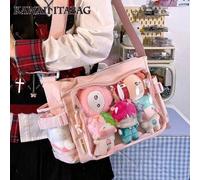 Kawaii japanischer Schulter-Crossbody-Tasche im Basic, klare transparente Ita-Tasche, neue einfache Mädchen-Schultertasche, Preppy-Stil Collegetasche,