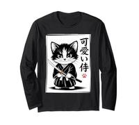 Kawaii Kätzchen Samurai Katze - Japanisches Baby Neko Langarmshirt