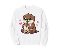 Kawaii Otter trinkt Boba Tee Cartoon Tier Sweatshirt