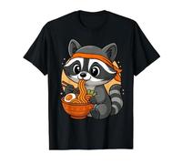 Kawaii Racoon Eating Ramen Grafik Japanischer Waschbär Grafik Preisgünstiges Grafik-T-Shirt