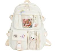 Kawaii Rucksack mit Anhänger Süße Bären Zubehör Große Kapazität Schultasche Multi Tasche Rucksack für Teen Mädchen Entzückender Kawaii Schulrucksack Ideal für Schüler und den täglichen Gebrauch