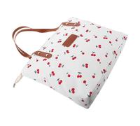 Kawaii Schultertasche mit Kirschen, Große Universitäts Tragetasche | Tasche mit Kirschmuster, Weißes Nylon Polyester, Leicht und Geräumig für Schule und Tägliche Arbeit