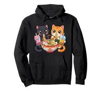 Kawaii schwarz-orange gestromte Katze Ramen Bubble Tea Kinde Pullover Hoodie