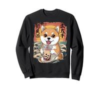 Kawaii Shiba Inu Dog Boba Japanische Anime Ästhetische Mädchen Sweatshirt