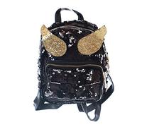 Kawaii-Story LB-121-1 Schwarz Silber Wende-Pailletten Glitzer Engels-Flügel Pastel Goth Lolita Harajuku Rucksack