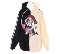 Kawaii-Story TS-313-2 Schwarz beige Patch Manga Zeichnung Grafik Hoodie Sweatshirt Pullover Pastel Goth