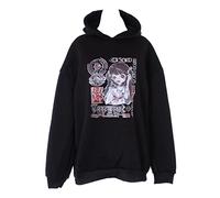 Kawaii-Story TS-360 Schwarz Manga Girl Zeichnung Grafik Hoodie Sweatshirt Pullover Pastel Goth