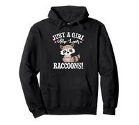 Kawaii Womens Kids Cute Funny Girl Who Loves Raccoons Lover Pullover Hoodie