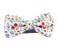 KAWAMOUSE Verstellbare vorgebundene Fliege für Herren (Wildblumen-Aquarellmuster), elegante süße Fliege für Hunde, Katzen, Haustiere, Muster wie abgebildet, Small