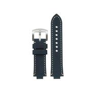 KAXSFE 24 x 12 mm konvex, kompatibel mit ORIS AQUIS Vintage-Armband aus echtem Leder und Rindsleder 733 7730 7740, Herren-Uhrenarmband, braun-blaue Armbänder(Blue rice line sk)