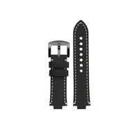 KAXSFE 24 x 12 mm konvex, kompatibel mit ORIS AQUIS Vintage-Armband aus echtem Leder und Rindsleder 733 7730 7740, Herren-Uhrenarmband, braun-blaue Armbänder(Black rice line bk)