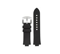KAXSFE 24 x 12 mm konvex, kompatibel mit ORIS AQUIS Vintage-Armband aus echtem Leder und Rindsleder 733 7730 7740, Herren-Uhrenarmband, braun-blaue Armbänder(Black Black line sk)