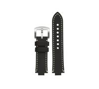 KAXSFE 24 x 12 mm konvex, kompatibel mit ORIS AQUIS Vintage-Armband aus echtem Leder und Rindsleder 733 7730 7740, Herren-Uhrenarmband, braun-blaue Armbänder(Black rice line sk)