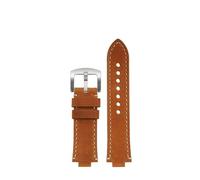 KAXSFE 24 x 12 mm konvex, kompatibel mit ORIS AQUIS Vintage-Armband aus echtem Leder und Rindsleder 733 7730 7740, Herren-Uhrenarmband, braun-blaue Armbänder(Brown rice line sk)