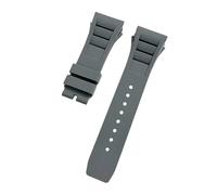 KAXSFE Kompatibel mit dem wasserdichten Armband der RICHARD MILLE RM055 RM011-Serie, konvexer Mund, 25 mm, weiches, bequemes Gummiarmband(Grey,25mm silver buckle)