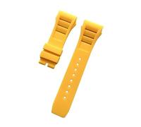 KAXSFE Kompatibel mit dem wasserdichten Armband der RICHARD MILLE RM055 RM011-Serie, konvexer Mund, 25 mm, weiches, bequemes Gummiarmband(Yellow,25mm no buckle)