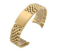 KAXSFE Metallarmband mit gebogenem Ende, kompatibel mit Rolex DATEJUST-Uhrenarmbändern for Herren, massives Edelstahl-Uhrenarmband, Zubehör(Gold,21mm)