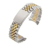 KAXSFE Metallarmband mit gebogenem Ende, kompatibel mit Rolex DATEJUST-Uhrenarmbändern for Herren, massives Edelstahl-Uhrenarmband, Zubehör(Silver-Gold,19mm)