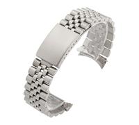 KAXSFE Metallarmband mit gebogenem Ende, kompatibel mit Rolex DATEJUST-Uhrenarmbändern for Herren, massives Edelstahl-Uhrenarmband, Zubehör(Silver,19mm)