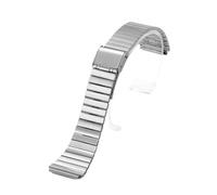 KAXSFE Universal-Uhrenarmband aus Edelstahl, kompatibel mit Casio A158W/A168/A169/B650/F-91W, kleines Metall-Uhrenarmband, 20 mm, Vintage-Armband(Silver)