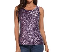 kayamiya Damen 1920er Jahre Glitter Pailletten Weste Tank Tops 40-42 Violett