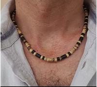 KAYLRE Halskette Herren Männer Afrikanische Halskette Mode Afrikaner Perlen Schmuck Trend Surfer Halskette Herren Geschenk Holz Strand Halskette Halskette Damen (Color : 4, Size : 55cm)