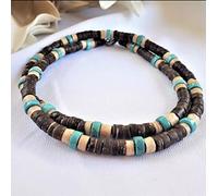 KAYLRE Halskette Herren Männer Afrikanische Halskette Mode Afrikaner Perlen Schmuck Trend Surfer Halskette Herren Geschenk Holz Strand Halskette Halskette Damen (Color : 3, Size : 55cm)