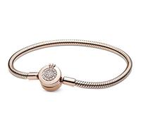 Kaytong Rose Gold & Silber Funkelnde Krone O Schlangenkette 925 Sterling Silber Armband Armreif Bead Charm Diy Einfacher Schmuck-Kupfer,17cm