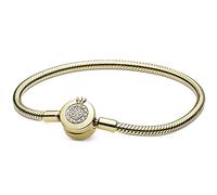 Kaytong Rose Gold & Silber Funkelnde Krone O Schlangenkette 925 Sterling Silber Armband Armreif Bead Charm DIY Einfacher Schmuck-Gold,17cm